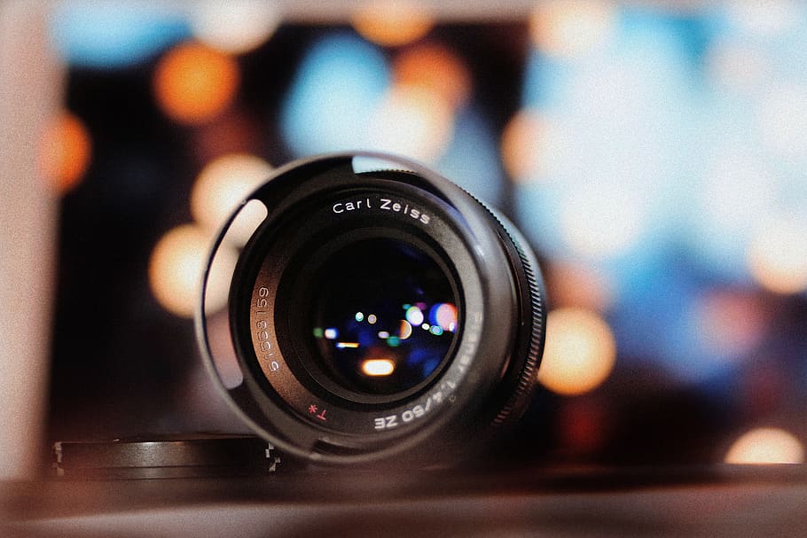 black Carl Zeiss telephoto lens, electronics, camera lens, bokeh, HD wallpaper