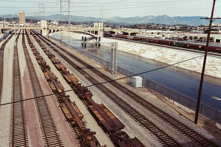 Photography of Train Rails Under Bridge, industry, transportation HD wallpaper