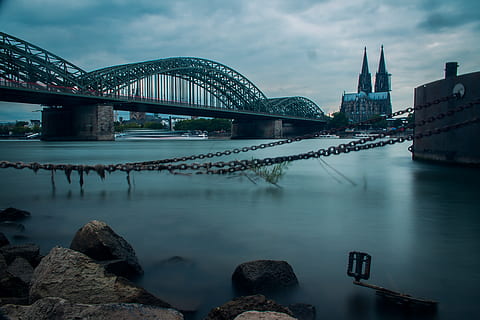 germany, cologne, colonge, köln, dome, water, river, brige HD wallpaper