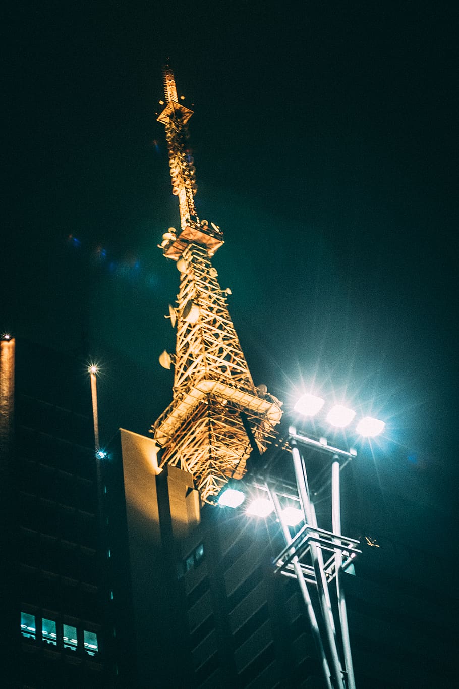 Bottom-view of Signal Tower during Nighttime, architecture, building HD wallpaper