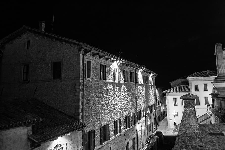 Monochrome Photo of Concrete Houses, architecture, buildings HD wallpaper