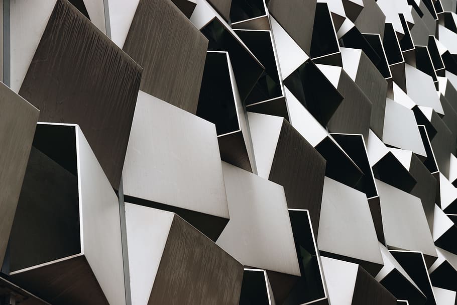 brown and black wall decor, building, abstract, hexagon, architecture