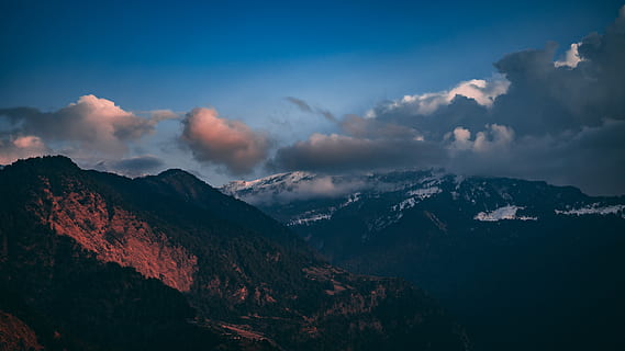 dark clouds above mountain, mountain range, nature, outdoors HD wallpaper