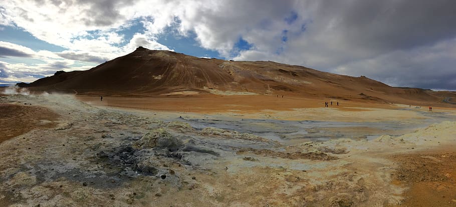 iceland, námafjall, cloud - sky, mountain, scenics - nature HD wallpaper