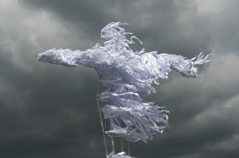 figure, sky, clouds, weather, mood, art, tape, mystic, cloud - sky HD wallpaper