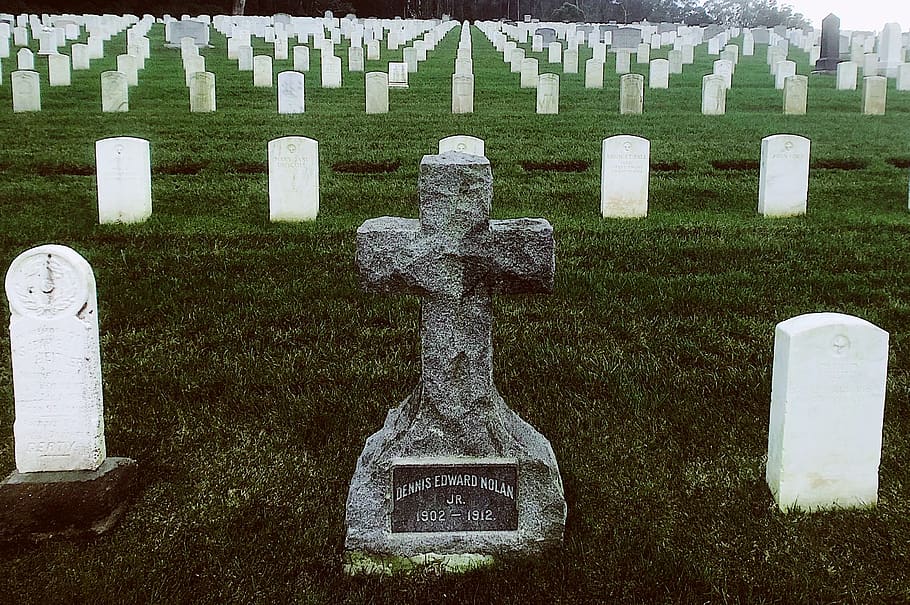 cross, grave, cemetery, stone, tombstone, grass, sadness, memorial HD wallpaper
