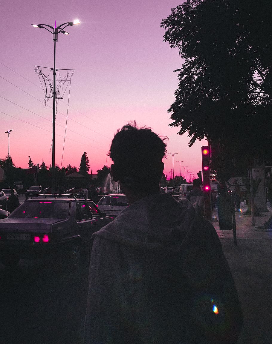 light, dark, colorfull, sunset, road, music, street, street light HD wallpaper