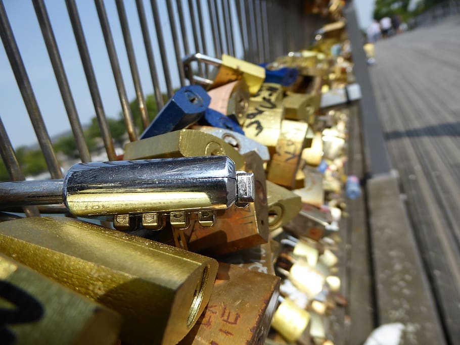 france, paris, metal, lock, security, padlock, no people, close-up HD wallpaper