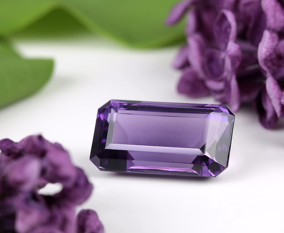 gem, octagon, purple, close-up, flower, plant, indoors, flowering plant, HD wallpaper