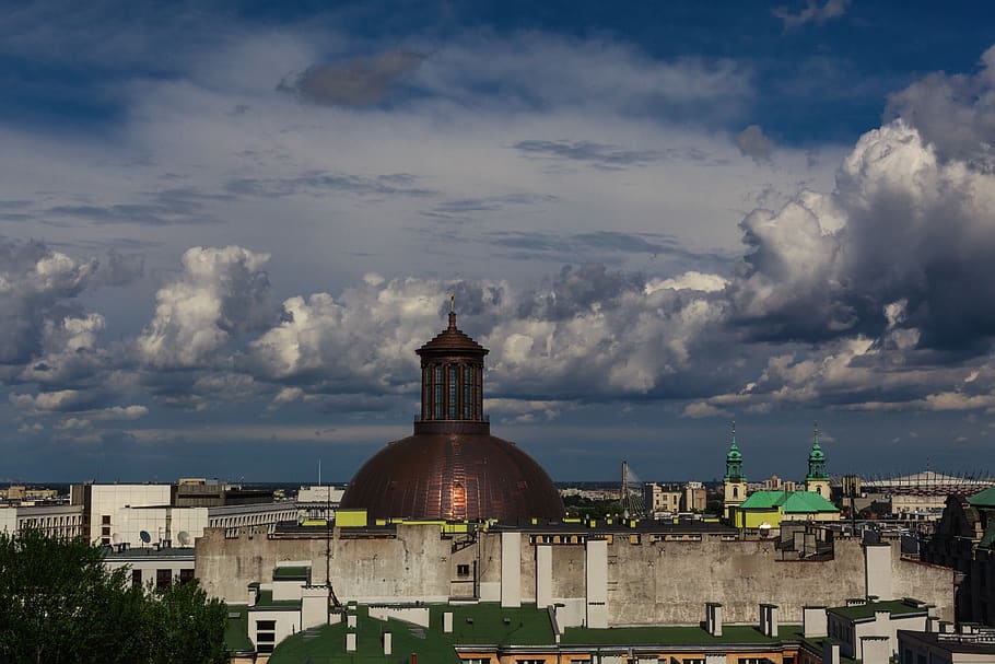 poland, warsaw, summer, sky, architecture, cloud, clouds, urban HD wallpaper