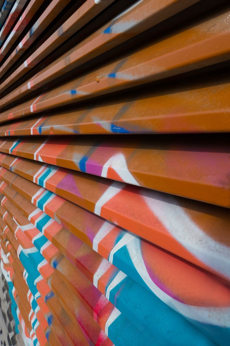 brown, white, blue, graffiti, orange, wall, decorative, pattern HD wallpaper