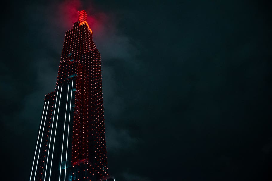 black high-rise building, night, architecture, sky, tower, built structure HD wallpaper