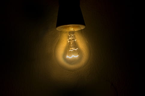 Yellow Light Bulb, bright, close-up, dark, electric, electricity HD wallpaper