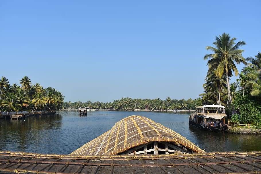 alleppey, alappuzha, kerala, india, asia, river, water, backwaters, HD wallpaper