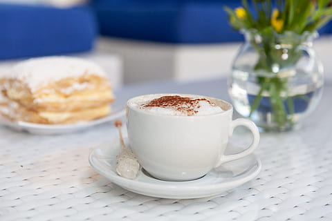 Teacup Filled With Coffee Froth on Saucer, baklava, beverage HD wallpaper