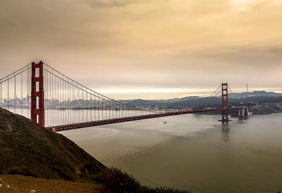 building, bridge, suspension bridge, panoramic, scenery, nature HD wallpaper