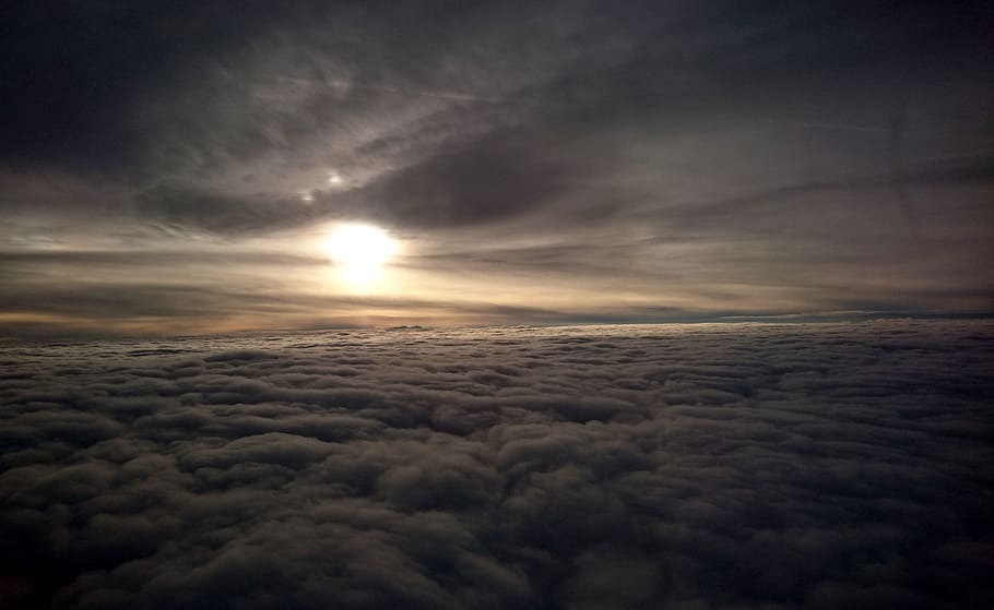 sky, clouds, landscape, mood, mystic, drama, dark, light, porthole HD wallpaper