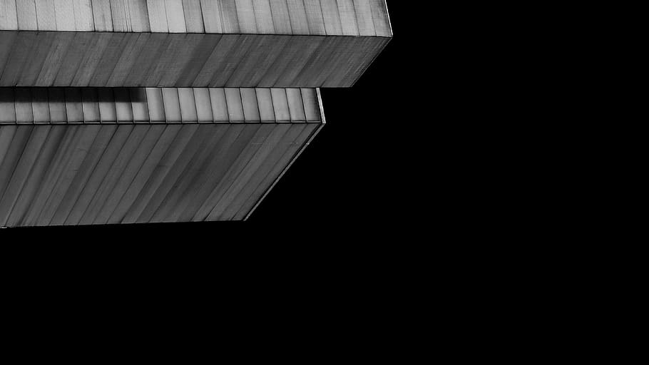 architecture, abstract, black, gray, black and white, copy space HD wallpaper