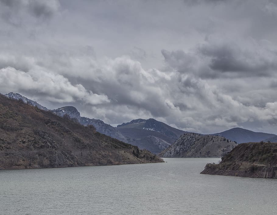 clouds, mountains, lake, water, cloud - sky, beauty in nature HD wallpaper