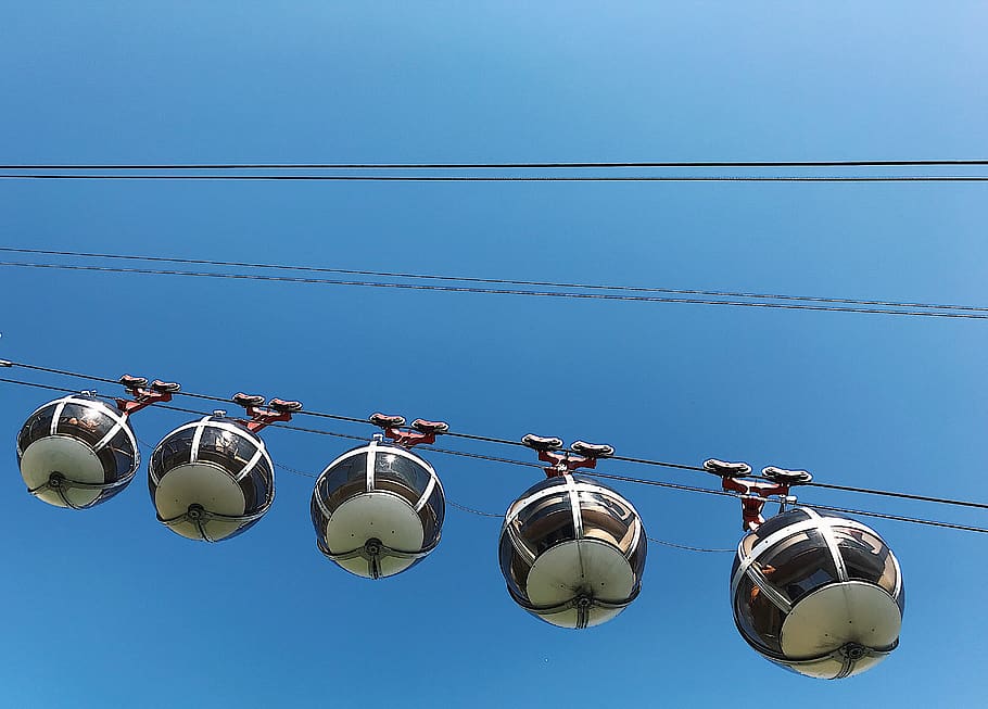 france, grenoble, blue, clear sky, cable, nature, day, low angle view HD wallpaper