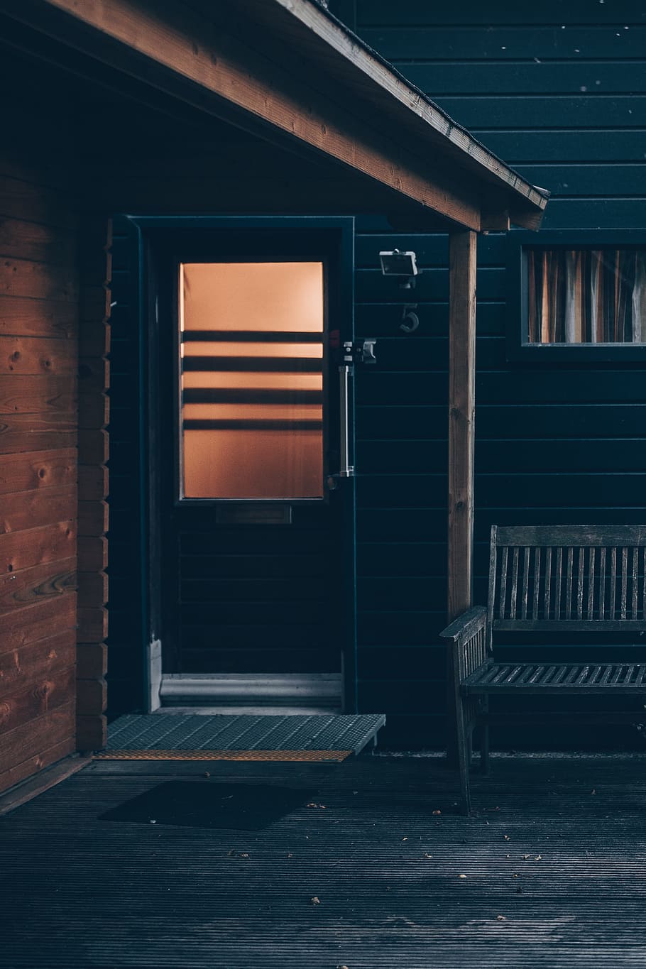 brown wooden door, window, building, light, bench, chair, architecture HD wallpaper