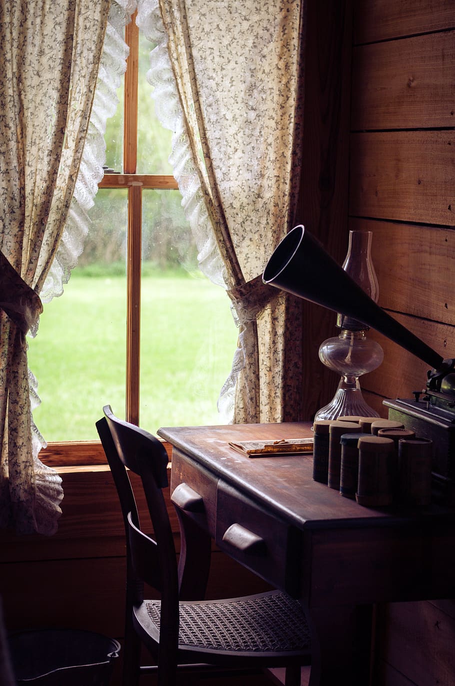 soft, light, lamp, window, cottage, desk, vintage, old, seat HD wallpaper