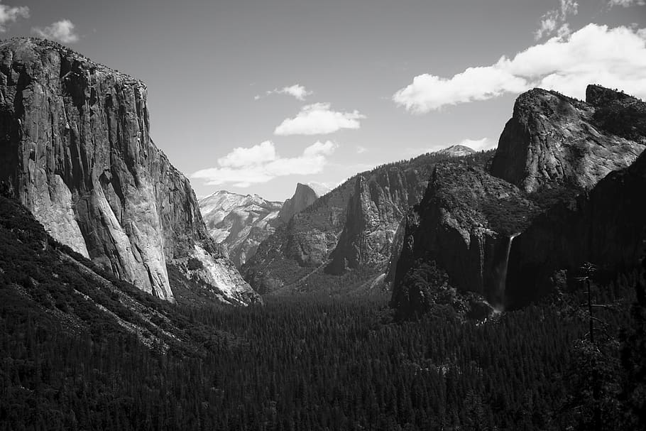 grayscale photography of El Capitan, Yosemite, mountain, cliff, HD wallpaper
