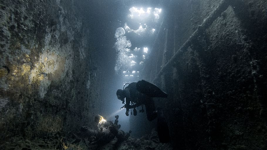 sea diver, scuba diving, underwater, undersea, aquatic sport HD wallpaper