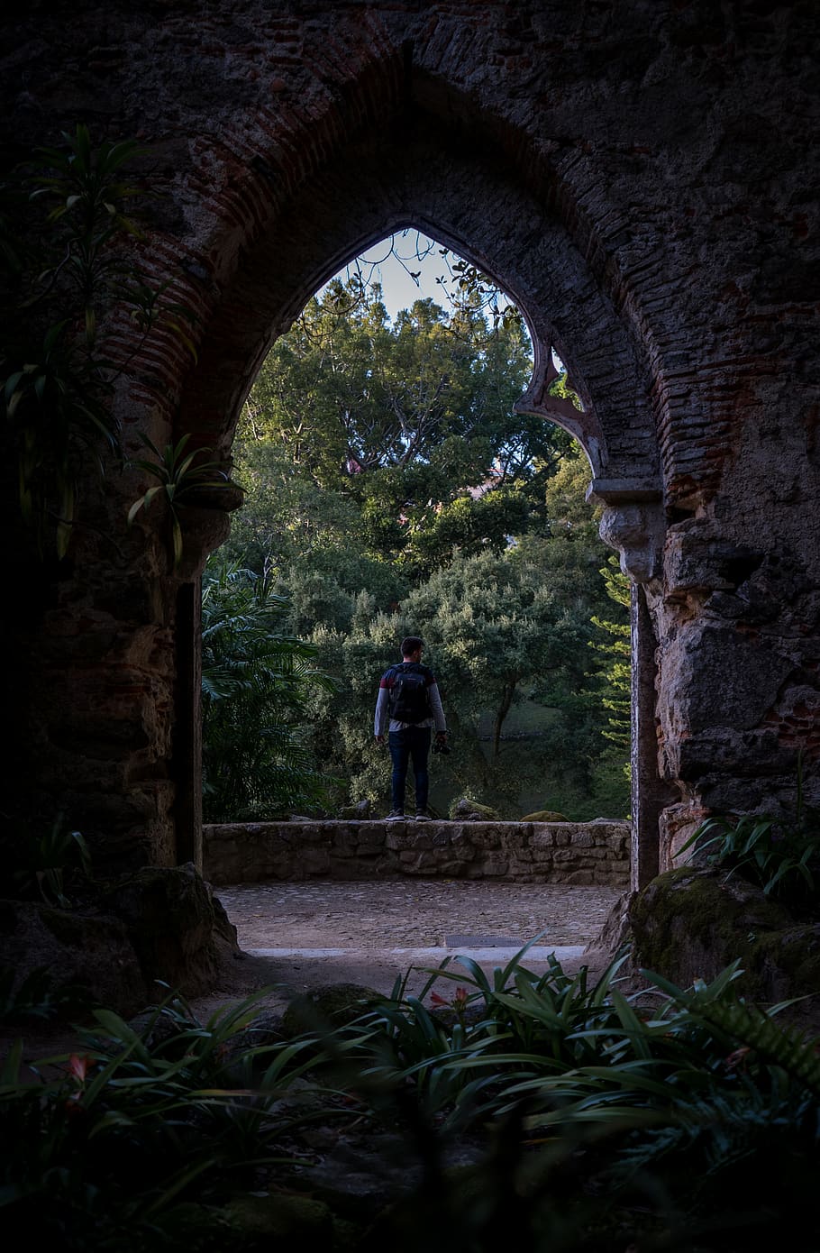 person, human, path, walkway, crypt, palacio de monserrate HD wallpaper