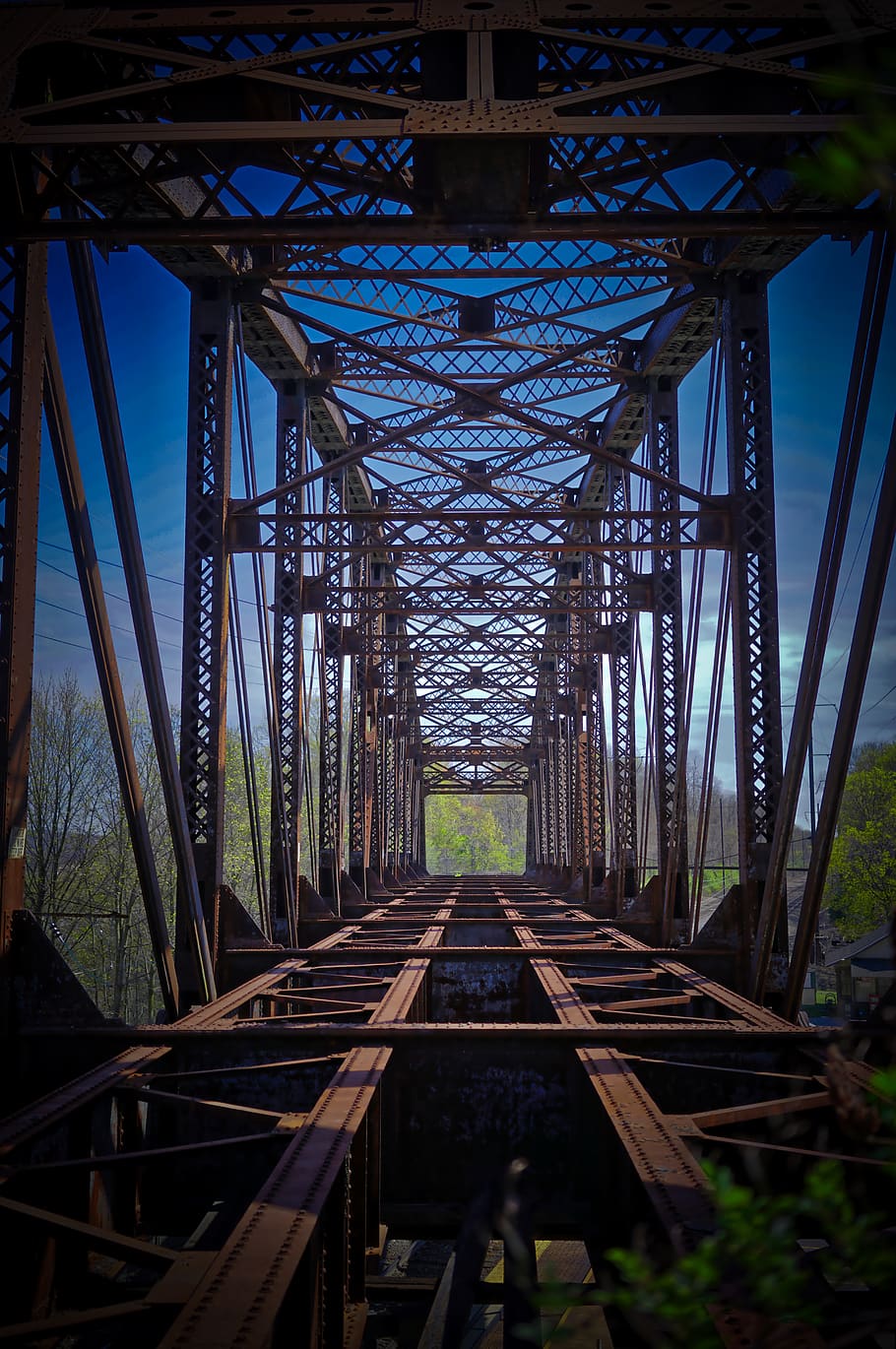 united states, downingtown, old, rust, blue, steel, bridge HD wallpaper