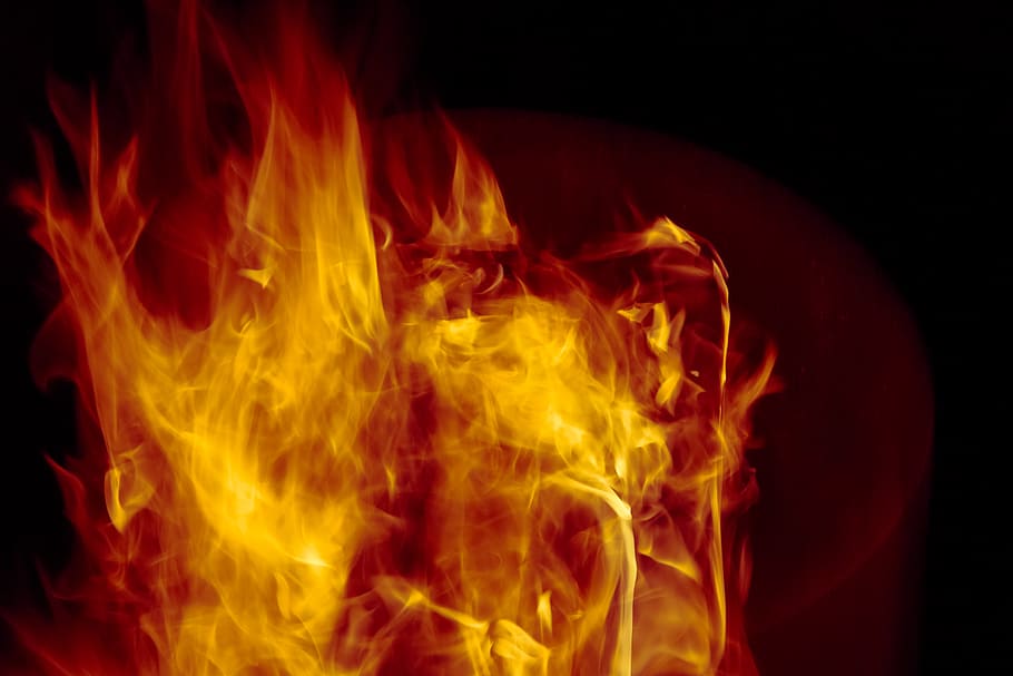 Burning Fire Illustration, ablaze, afire, aflame, blazing, bonfire, HD wallpaper