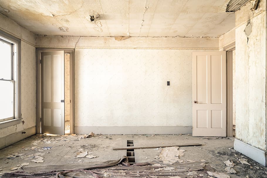 dilapidated, room, interior, disrepair, decay, aged, broken, HD wallpaper