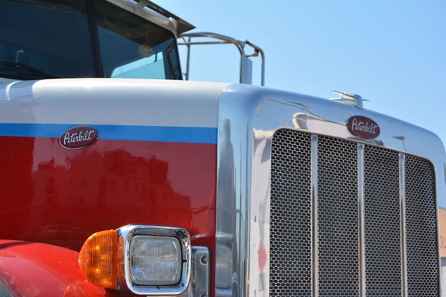 truck, red, grille, mode of transportation, land vehicle, motor vehicle HD wallpaper