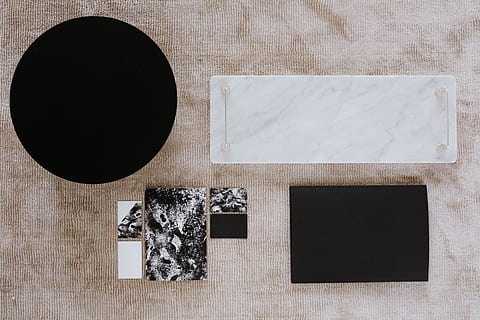 Black & white mockup business brand template, branding, marble HD wallpaper