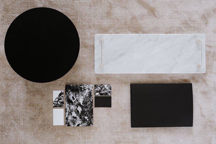 Black & white mockup business brand template, branding, marble HD wallpaper