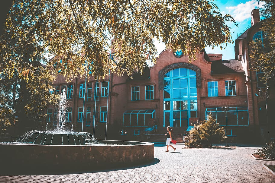 architecture, building, structure, woman, people, alone, walking HD wallpaper