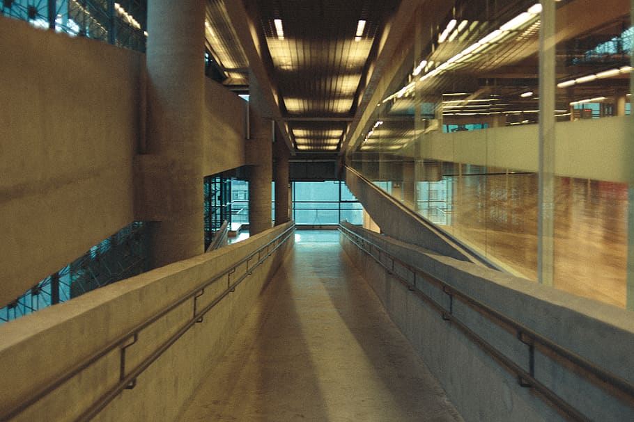 Pathway Between Building, architecture, ceiling, glass, glass items HD wallpaper