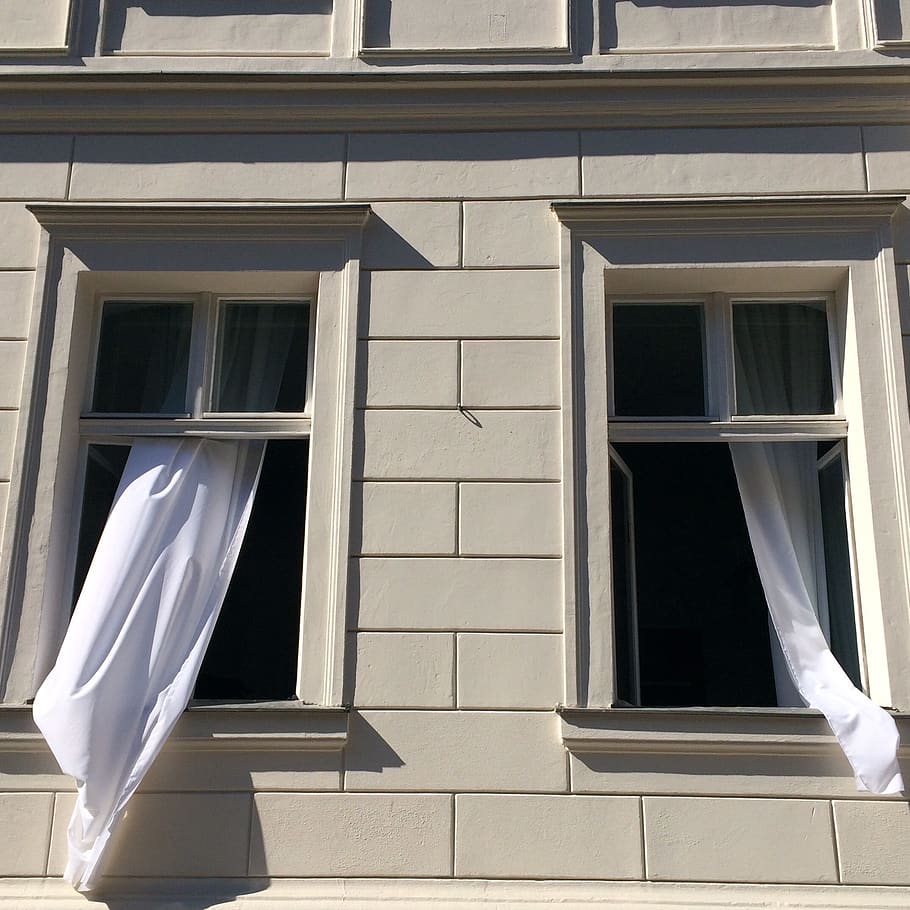 Opened Windows With White Curtains, architectural design, architecture HD wallpaper
