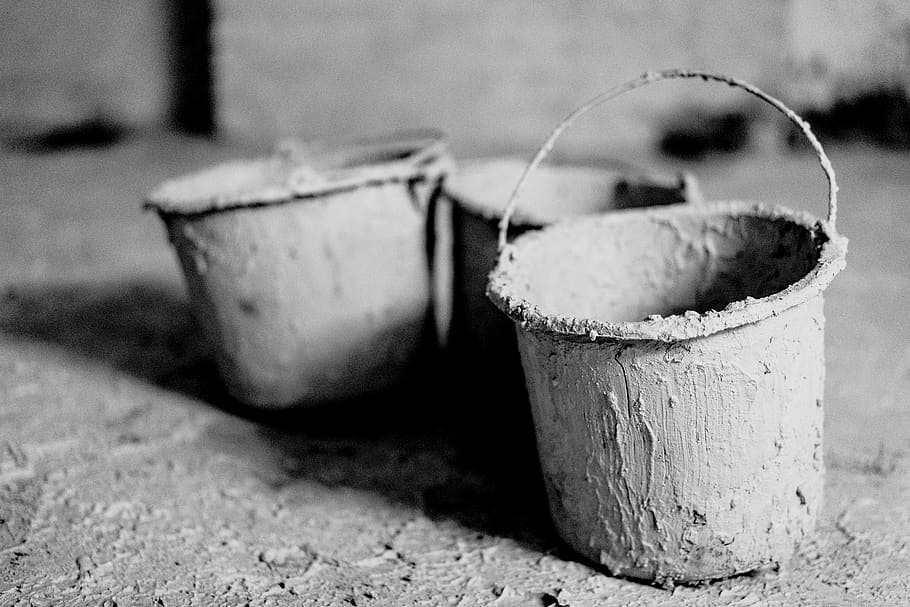 three gray buckets, drink, beverage, milk, pot, food, dessert HD wallpaper