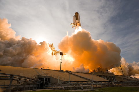 Launching of White Space Shuttle, aerospace, engineering, lift-off HD wallpaper
