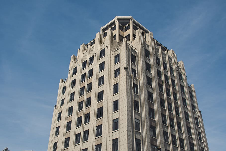 Building Under Blue Sky, architecture, high-rise, perspective HD wallpaper