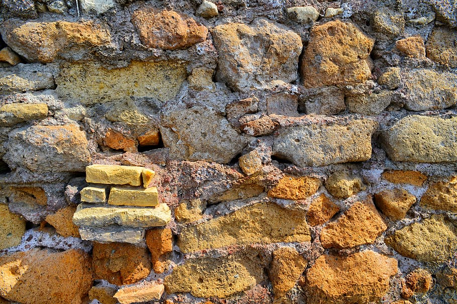 wall, stone wall, rubble, rome, italy, old, structure, city, HD wallpaper