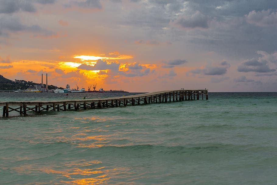 alcudium, mallorca, water, sea, sky, sunset, cloud - sky, scenics - nature HD wallpaper