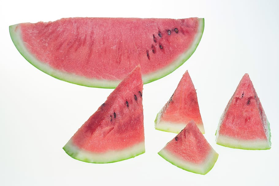 watermelon, slice, isolated, white, dietfood, red, healthyfood HD wallpaper