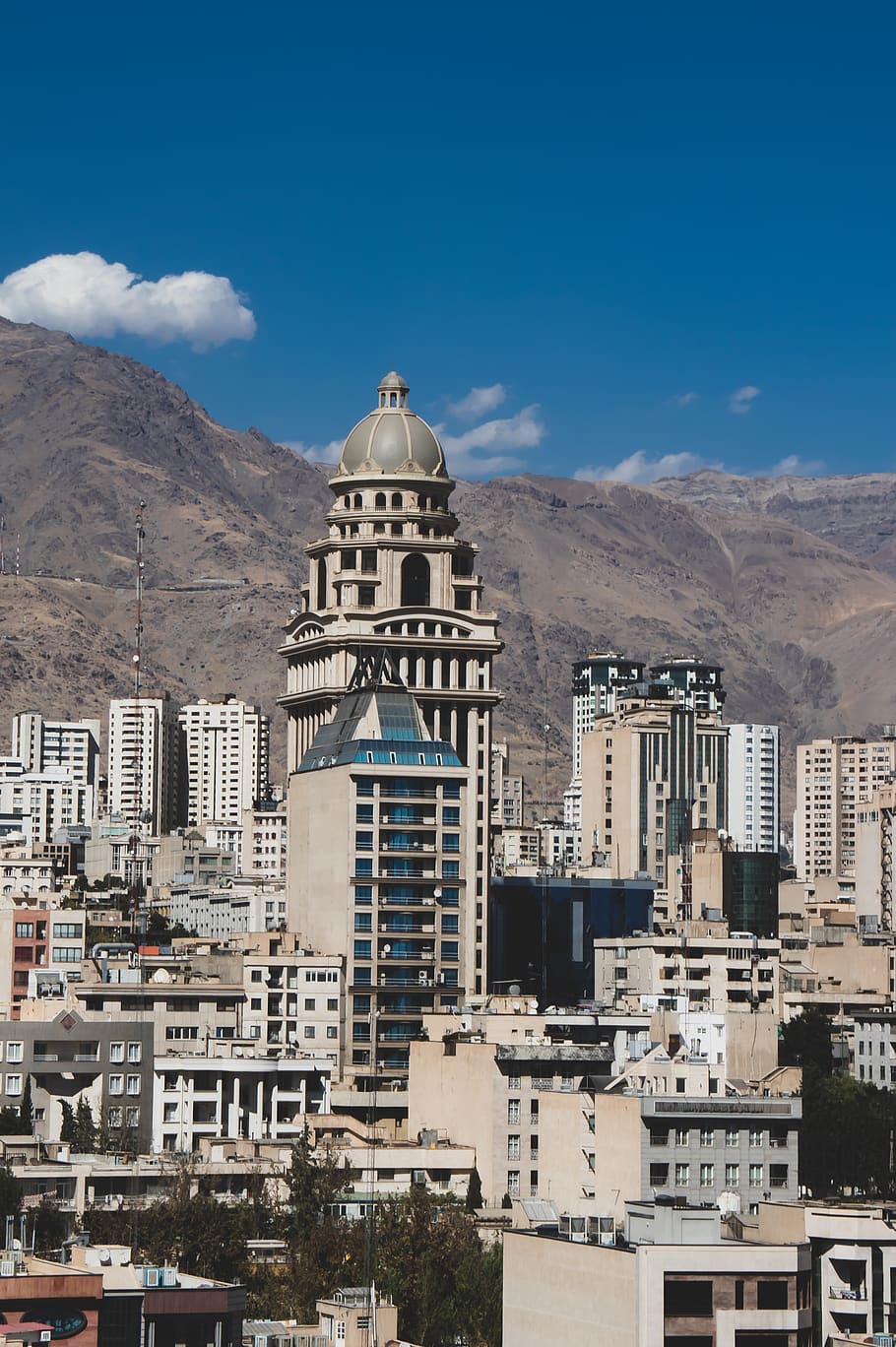 brown cathedral, building, tower, architecture, city, iran, esfandiar boulevard HD wallpaper