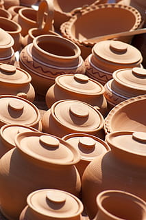 pot, jug, pottery, clay, vase, decorative, needlework, traditional HD wallpaper