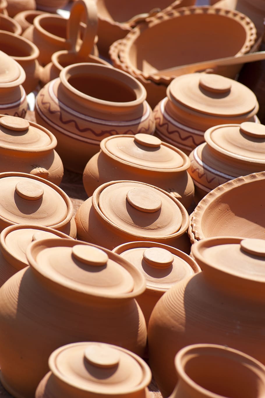 pot, jug, pottery, clay, vase, decorative, needlework, traditional HD wallpaper