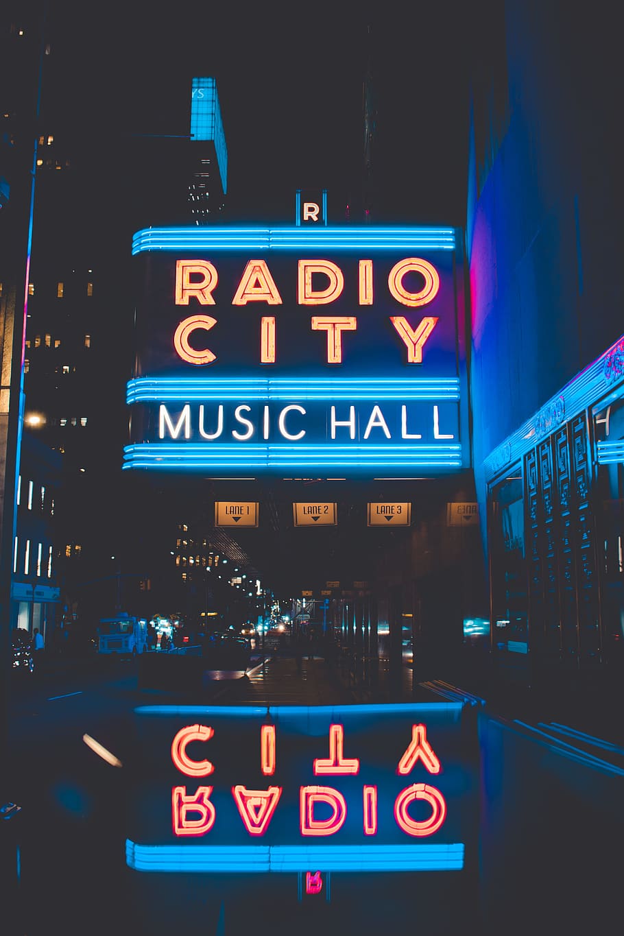 HD wallpaper Radio City Music Hall LED signage, neon, bright, neon
