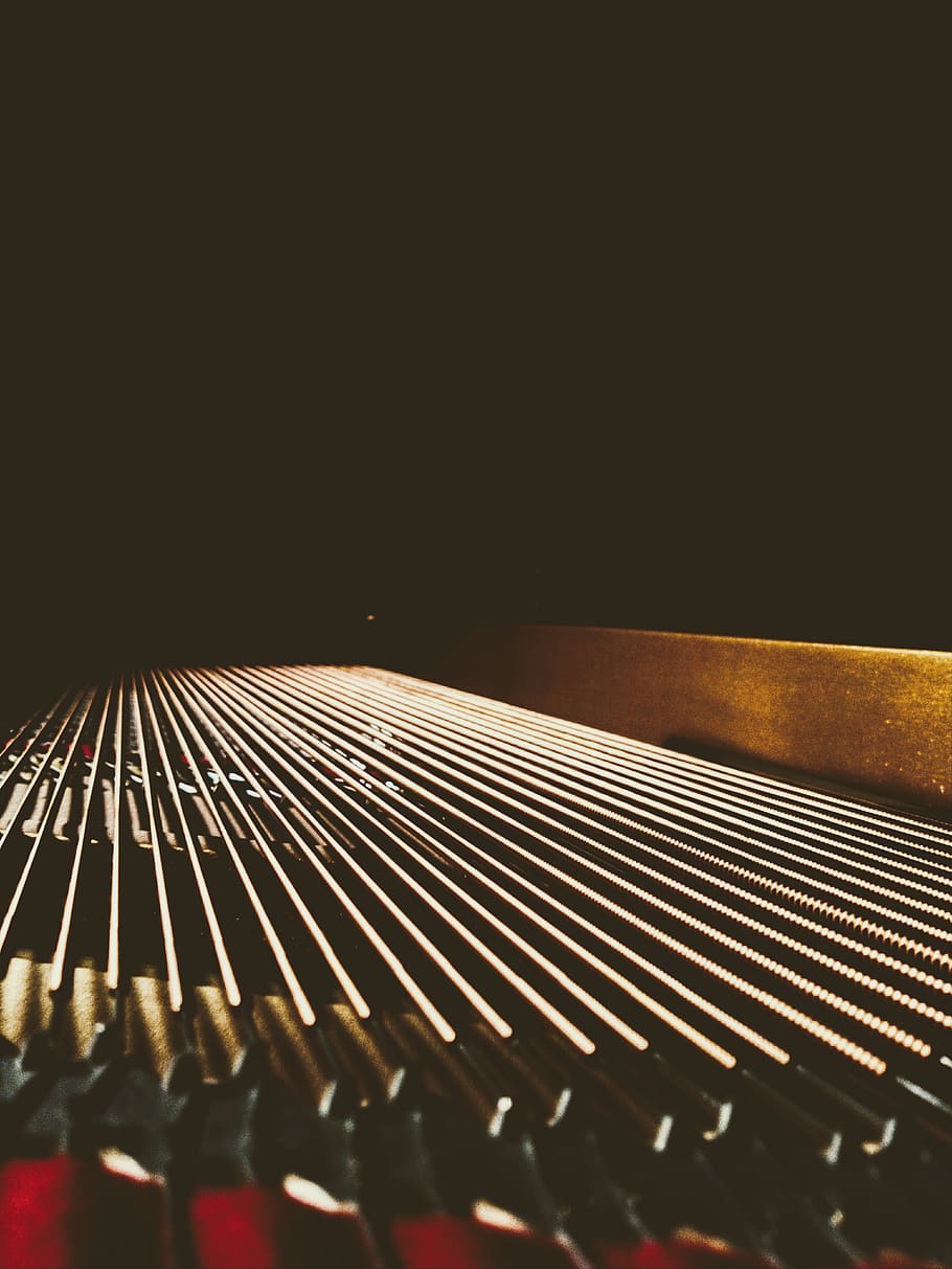 piano, strings, shadows, light, arts culture and entertainment HD wallpaper