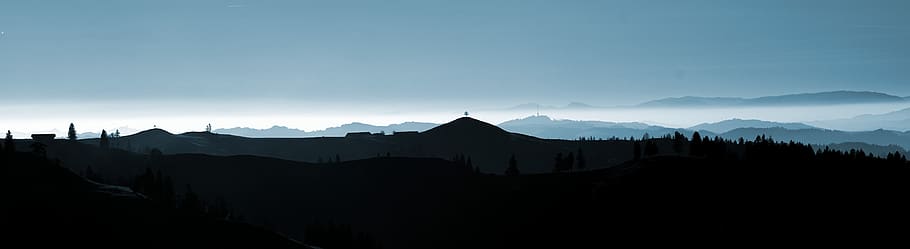 summit, hill, specimen trees, view, foresight, distant view HD wallpaper